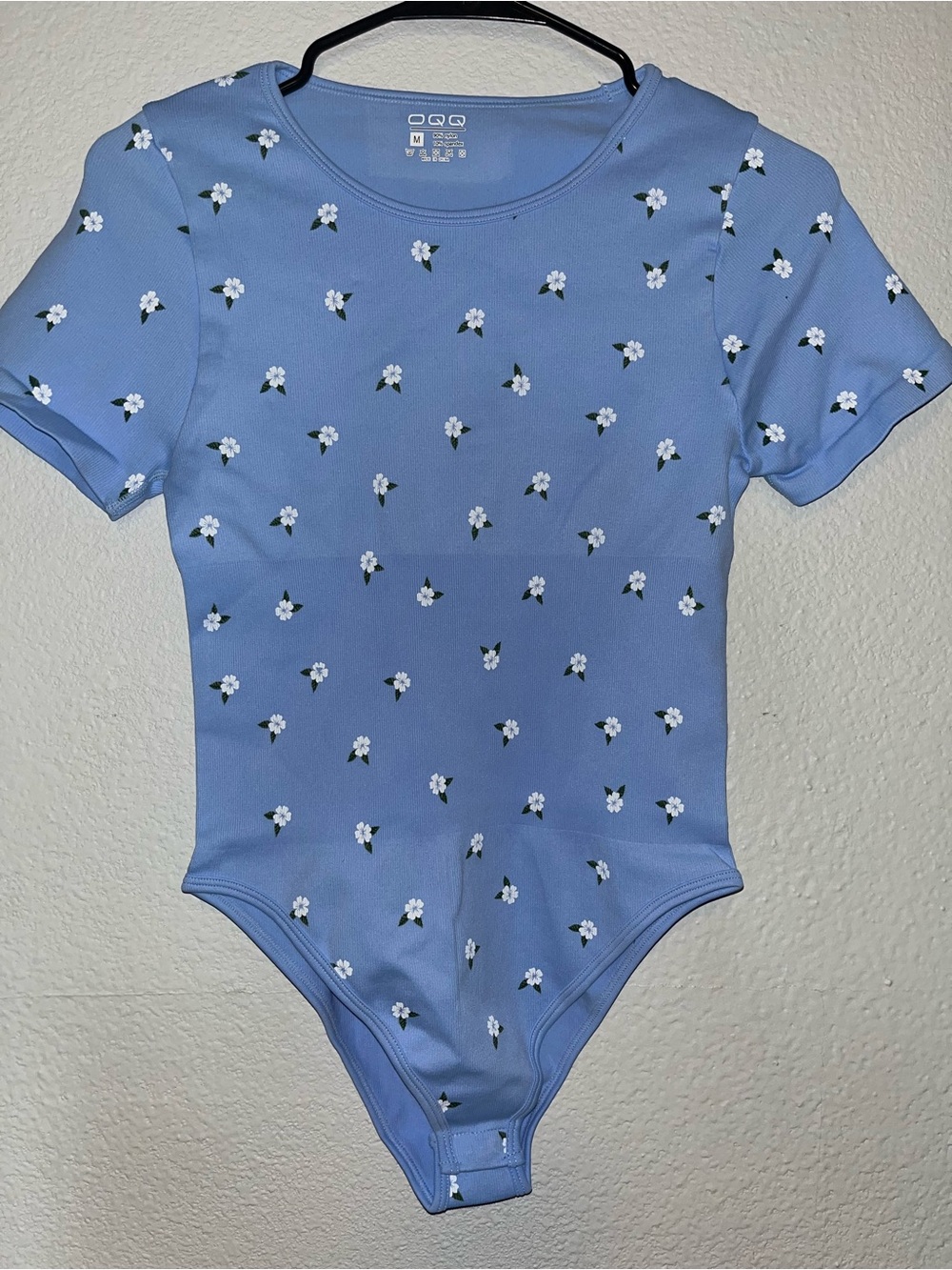Kids Blue Floral Short-Sleeve One-Piece Bodysuit